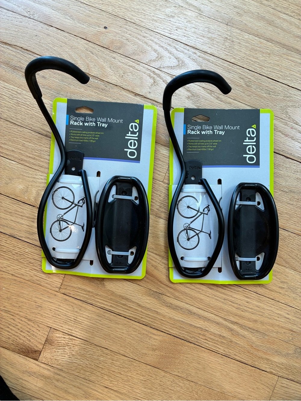 🚲 set of two NIP Delta Single Bike Wall Mount With Tray